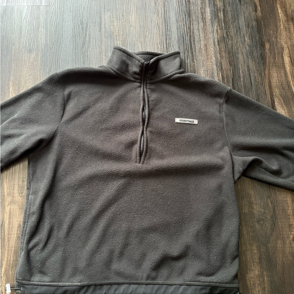 Essentials Gray Zip Up Sweater Casual Knit